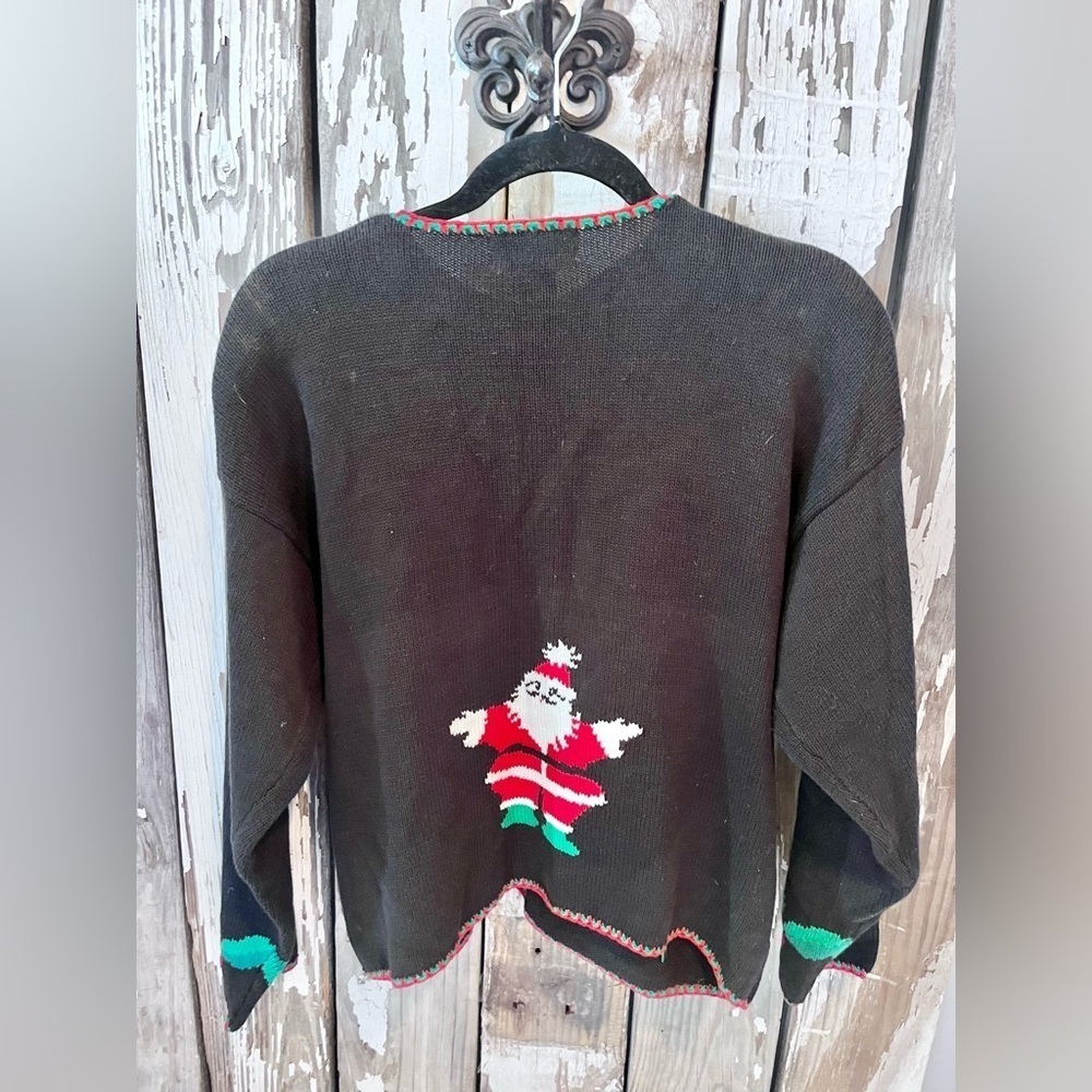 Cutter LTD size large Poinsettia & Santa sweater Christmas - Picture 5 of 5
